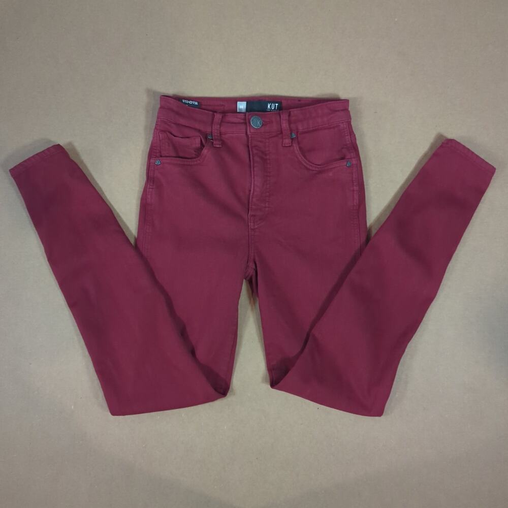 KUT from the Kloth MIA Fab AB Toothpick Skinny Jeans Burgundy 00